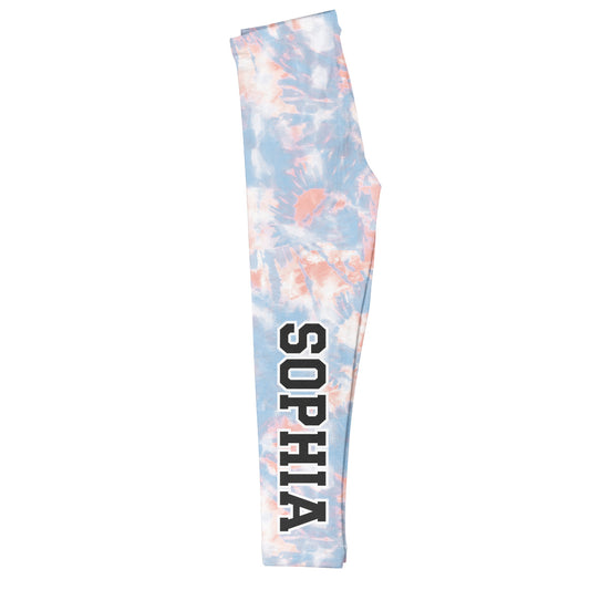 Tie Dye Name Light Blue Leggings - Wimziy&Co.