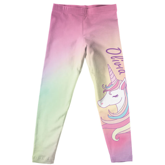 Unicorn Name Pink And Yellow Degrade Leggings - Wimziy&Co.