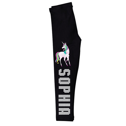 Black and white unicorn girls leggings with name - Wimziy&Co.