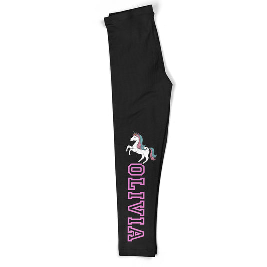 Black and white unicorn girls leggings with name - Wimziy&Co.
