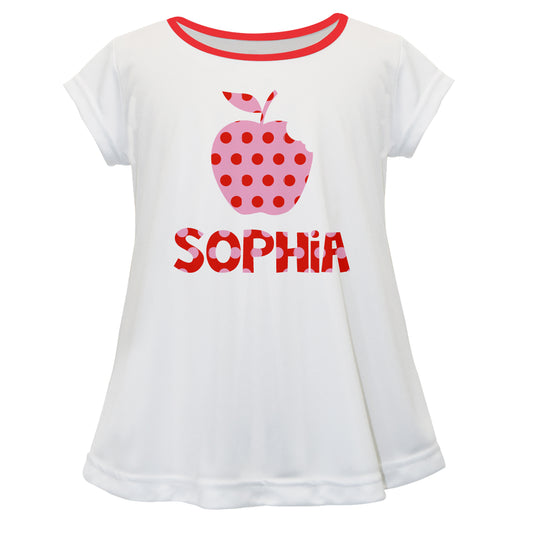 Pink Apple Name White Short Sleeve Laurie Top - Wimziy&Co.