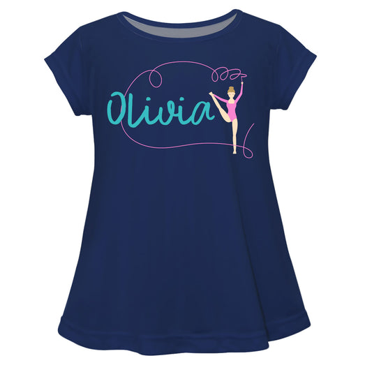 Gymnast Name Navy Short Sleeve Laurie Top - Wimziy&Co.