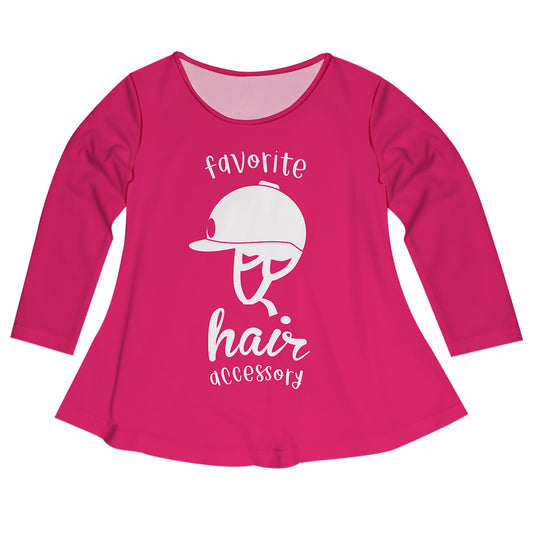 Hot pink and white equestrian helmet long sleeve laurie top - Wimziy&Co.