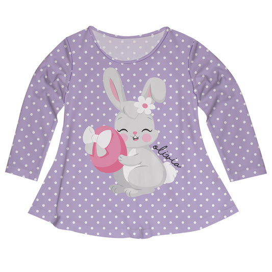 Happy Bunny Name Purple Polka Dots Long Sleeve Laurie Top - Wimziy&Co.