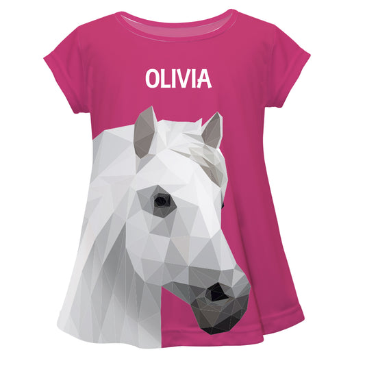Hot pink short sleeve and horse - Wimziy&Co.