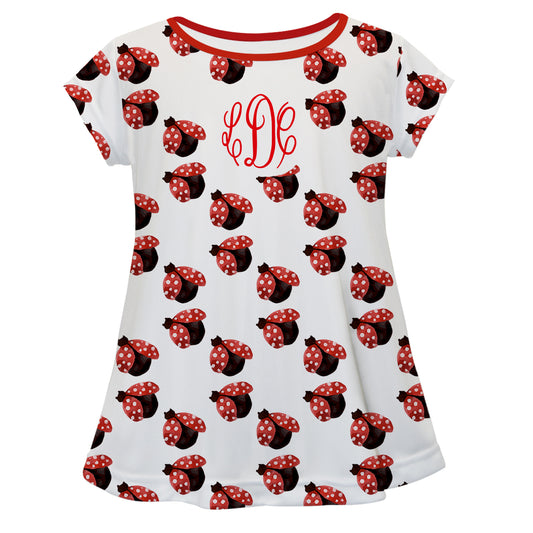 Ladybugs Monogram White Short Sleeve Laurie Top - Wimziy&Co.