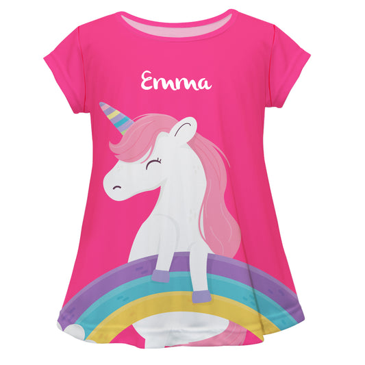 Unicorn Name Hot Pink Short Sleeve Laurie Top - Wimziy&Co.