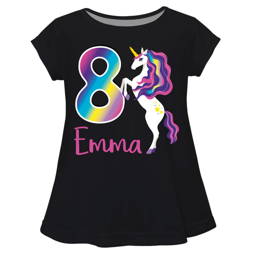 Unicorn Your Age and Name Black Short Sleeve Laurie Top - Wimziy&Co.