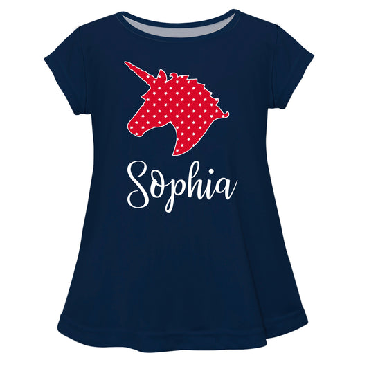 Unicorn Name Navy Short Sleeve Laurie Top - Wimziy&Co.