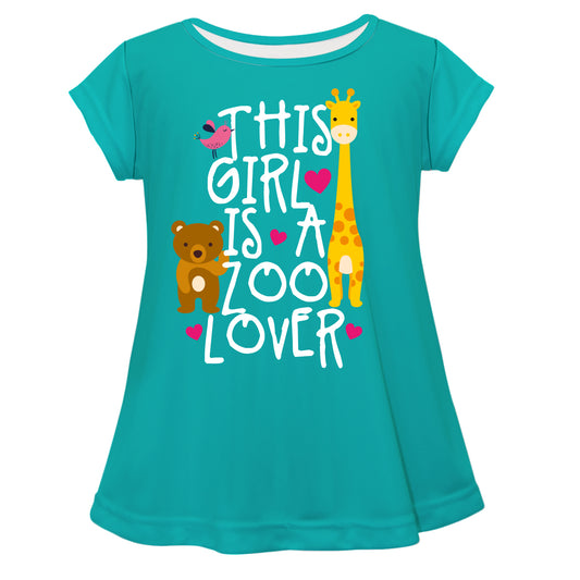 This Girl Is A Zoo Lover Turquoise Short Sleeve Laurie Top - Wimziy&Co.