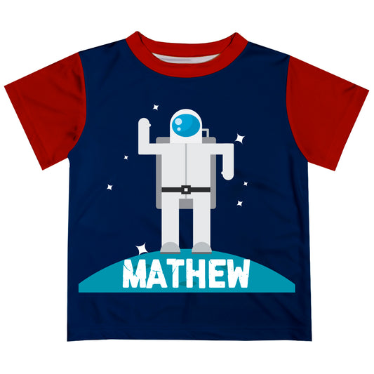 Astronaut Name Blue Short Sleeve Boys Tee Shirt - Wimziy&Co.