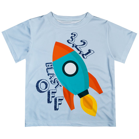 3 2 1 Blast Off Light Blue Short Sleeve Tee Shirt - Wimziy&Co.