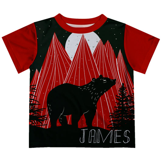 Boys red and black bear short sleeve onesie with name - Wimziy&Co.