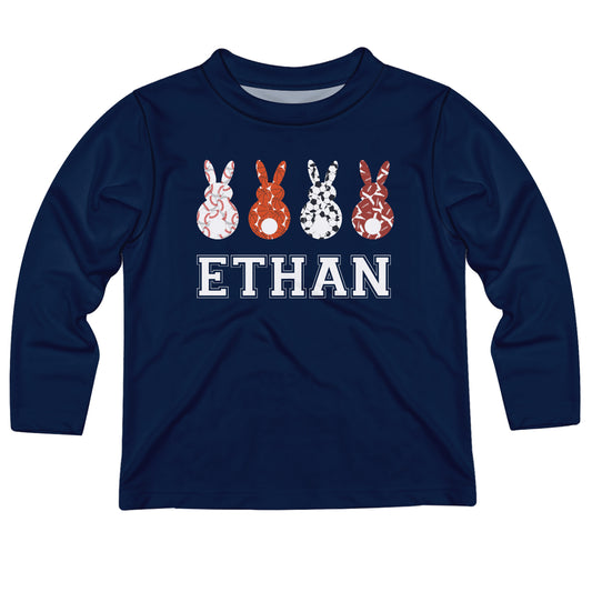 Bunnies Name Navy Long Sleeve Tee Shirt - Wimziy&Co.