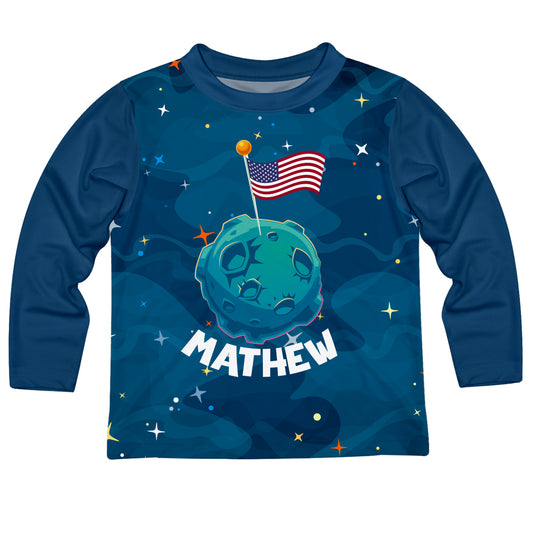 Conquering The Moon Name Navy Long Sleeve Tee Shirt - Wimziy&Co.