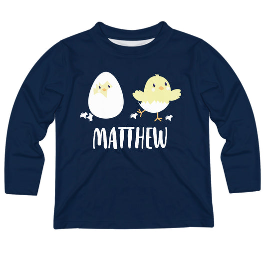 Egg and Chicken Name Navy Long Sleeve Tee Shirt - Wimziy&Co.