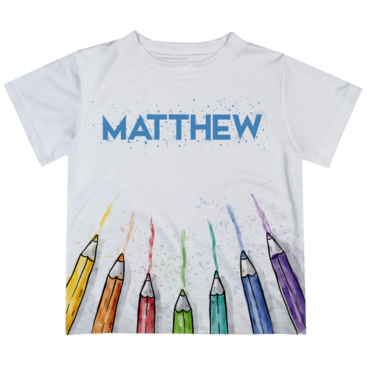 Pencils Name White Short Sleeve Tee Shirt - Wimziy&Co.