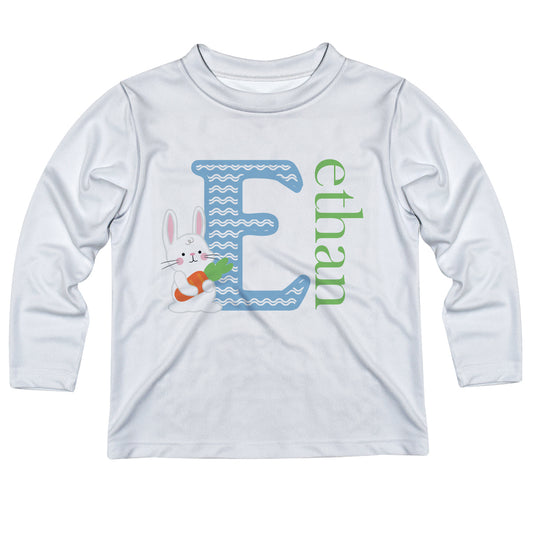 Bunny Initial And Name White Long Sleeve Tee Shirt - Wimziy&Co.