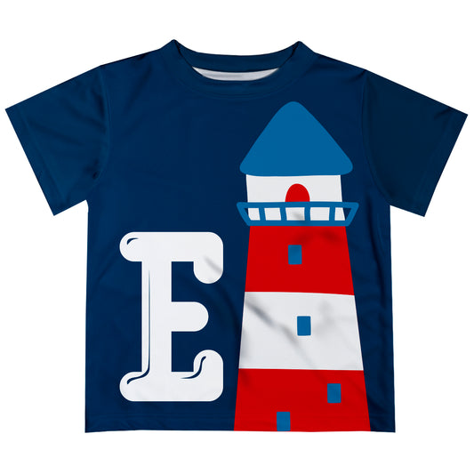 Nautical Initial Name Navy Short Sleeve Tee Shirt - Wimziy&Co.