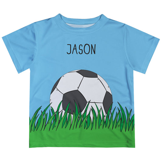 Soccer Name Light Blue Short Sleeve Tee Shirt