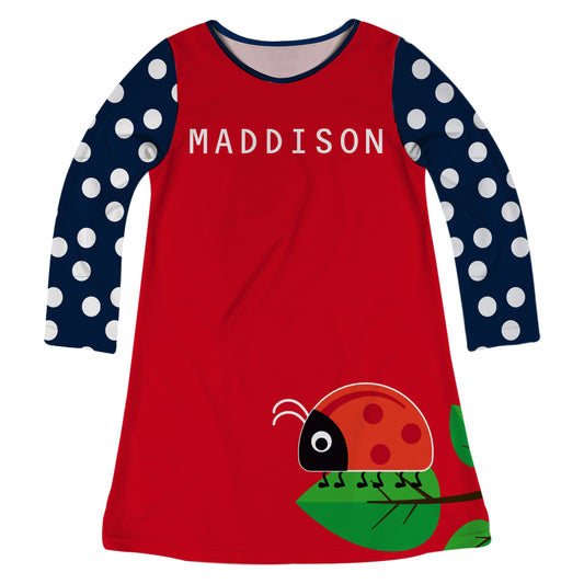 Ladybug Name Red Long Sleeve A Line Dress - Wimziy&Co.
