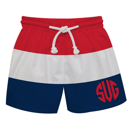 Monogram Red and White Stripes Swimtrunk - Wimziy&Co.