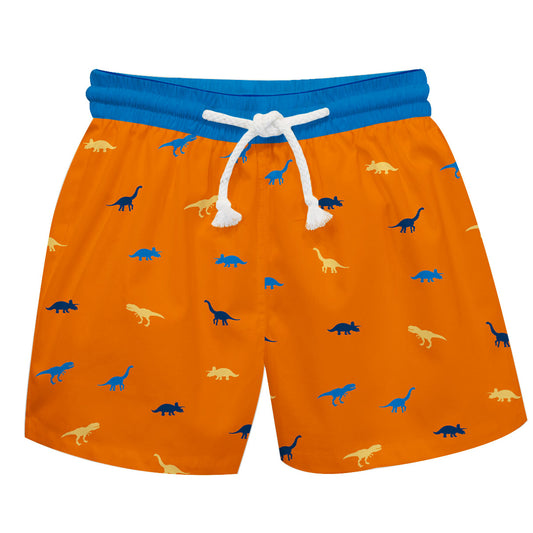 Dinosaurs Print Orange Swimtrunk