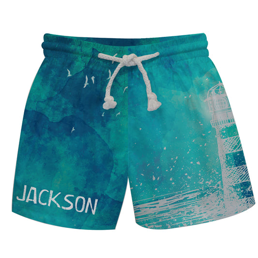 Lighthouse Name Blue Watercolor Swimtrunk - Wimziy&Co.