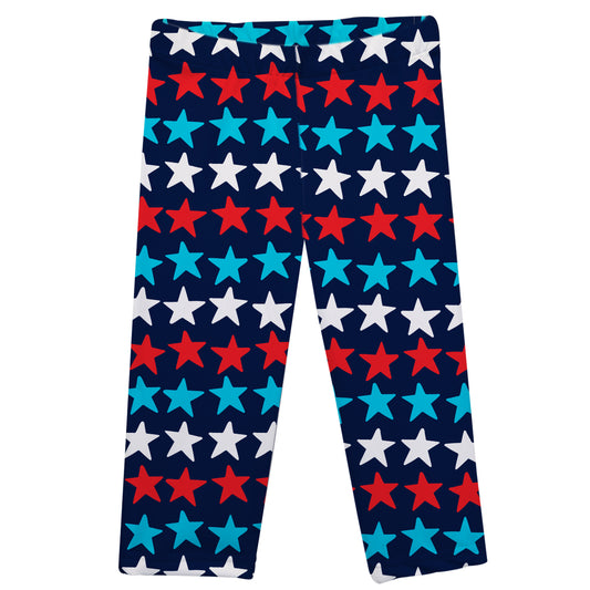 American Print Navy Capri Leggings - Wimziy&Co.