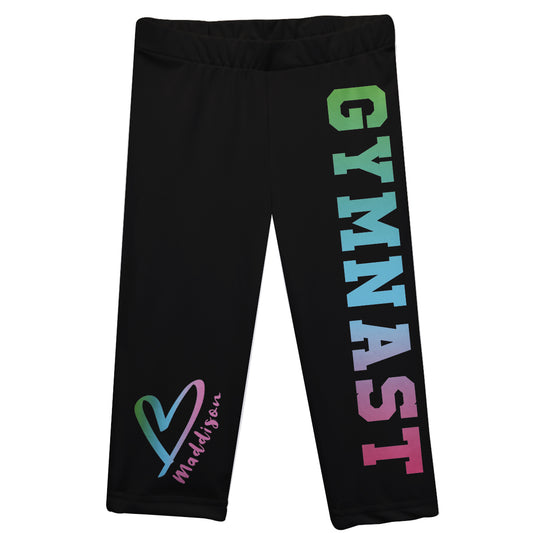 Black and multicolor gymnast girls capri leggings - Wimziy&Co.