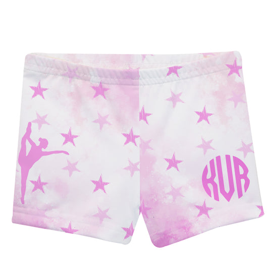 Gymnast Silhouette Monogram White And Pink Degrade Shorties - Wimziy&Co.