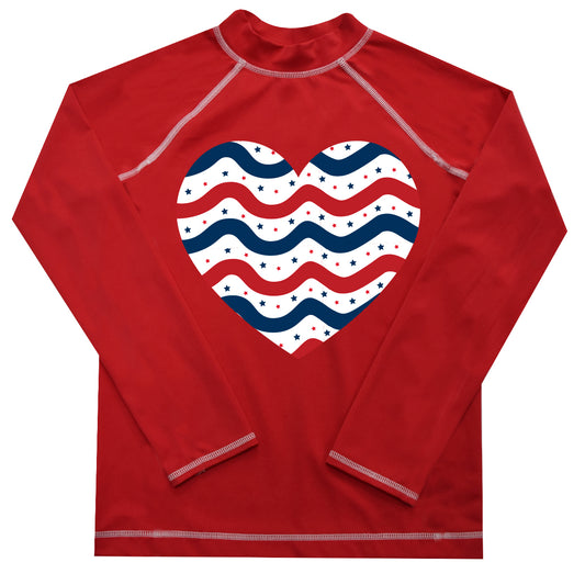 Heart Red Long Sleeve Girls Rash Guard - Wimziy&Co.