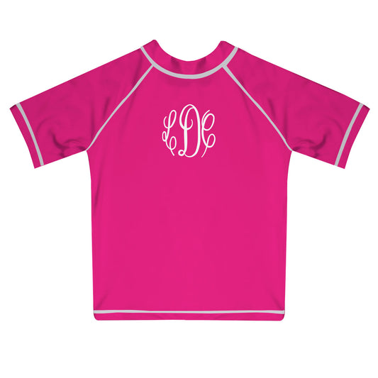 Monogram Hot Pink Short Sleeve Rash Guard - Wimziy&Co.