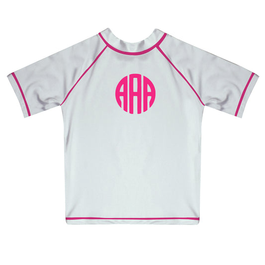 Monogram White Short Sleeve Rash Guard - Wimziy&Co.