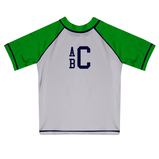 Monogram White and Green Short Sleeve Boys Rash guard - Wimziy&Co.