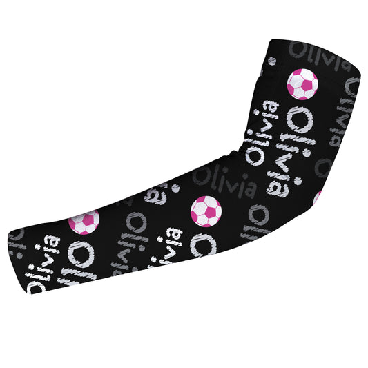 Soccer Name and Ball Print Black Sleeves - Pair - Wimziy&Co.