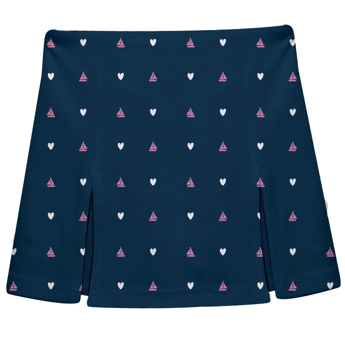 Boats and Hearts Print Navy Skort