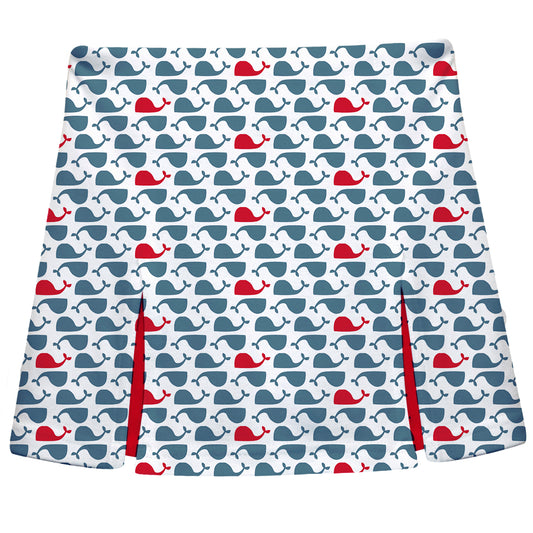 Whales Print White Skort