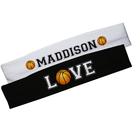 Love Basketball Name White and Black Headband Set - Wimziy&Co.