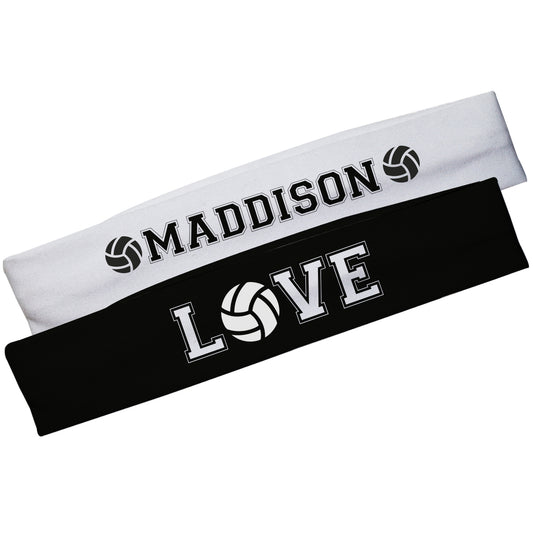 Love Volleyball Name White and Black Headband Set - Wimziy&Co.