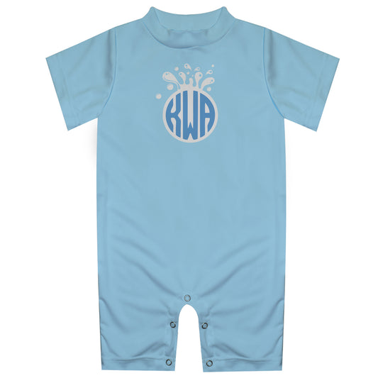 Monogram Water Light Blue Boys Romper - Wimziy&Co.