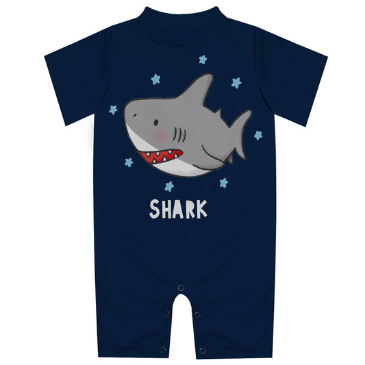 Shark Navy Rash Guard Romper - Wimziy&Co.