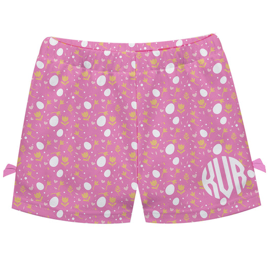 Eater Eggs Print Monogram Pink Bows Short - Wimziy&Co.