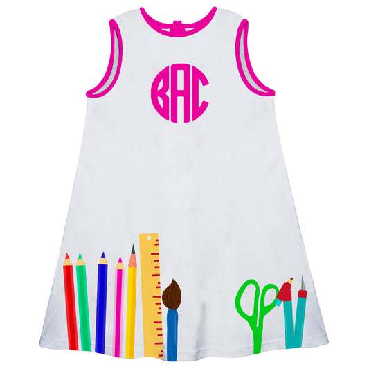 School Elements Monogram White A Line Dress - Wimziy&Co.