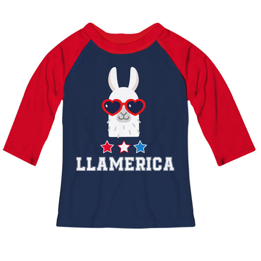 Navy and red 'Llamerica' raglan tee shirt - Wimziy&Co.