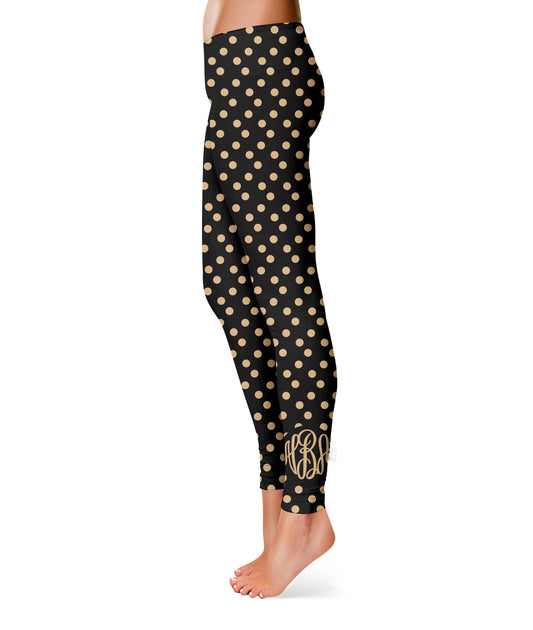 Monogram Black Polka Dots Leggings - Wimziy&Co.