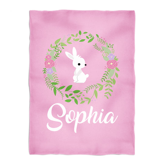 Bunny crown name light pink minky blanket - Wimziy&Co.