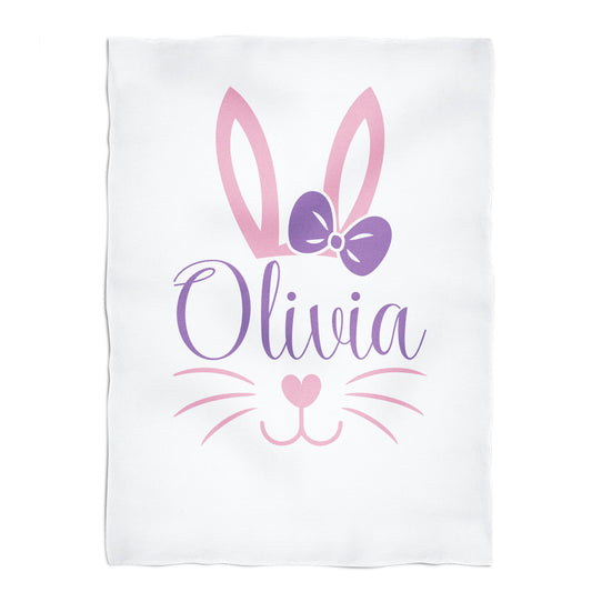 Bunny name white minky blanket - Wimziy&Co.