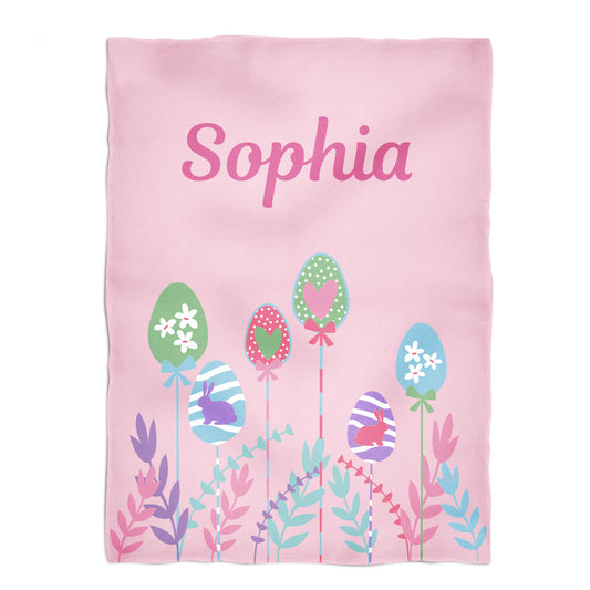 Easter Eggs Name Light Pink Minky Blanket - Wimziy&Co.