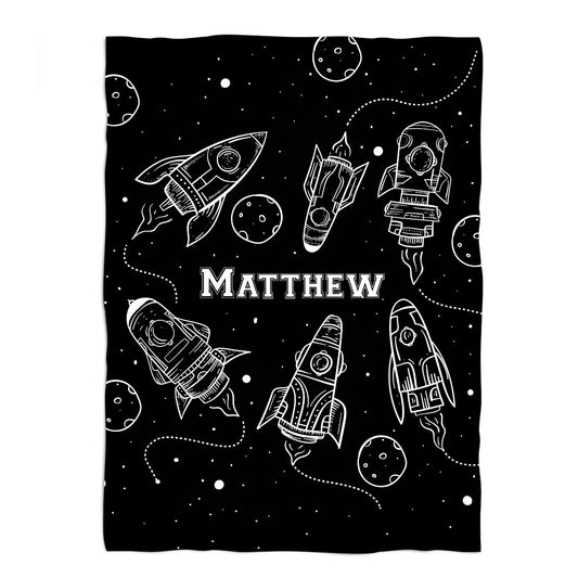 Skyrocket name black fleece blanket - Wimziy&Co.